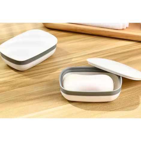 Porte-savon en plastique blanc pour salle de bain, voyage, randonnée et camping (idéal pour les voyages et le camping). (1/5)