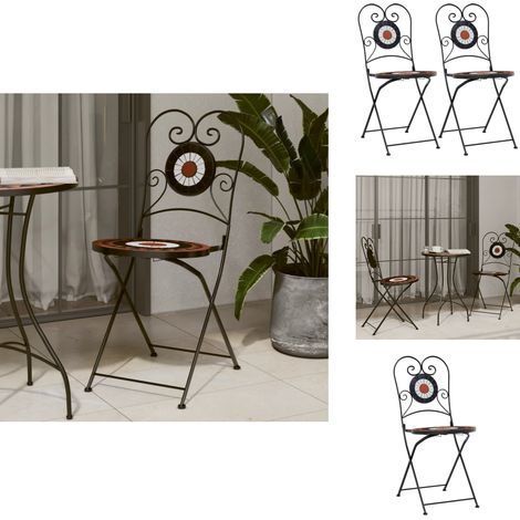 Chaises de bistro pliables lot de 2 terre cuite blanc céramique - Chaise De Bistrot - Chaise Pliante - Mobilier De Jardin - Décoration Extérieure - Terrasse (1/5)