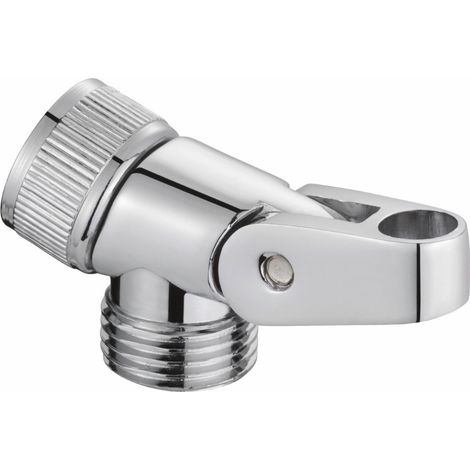 Schläfer 8122013 Supporto Doccia con Attacco, Porta Doccia con Filettatura Esterna e Interna 1/2", Ghiera Girevole con Foro per Gancio da Ø 10 mm