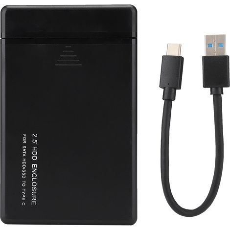 Boîtier externe HDD USB 3.1 Type C résistant aux rayures pour disque dur 2,5" - Noir (1/5)