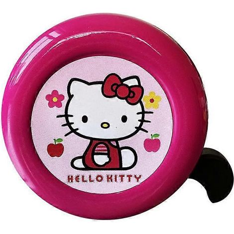 Sonnette de vélo en aluminium, son clair et puissant - Hello Kitty rose rouge (Lampe grenouille et outils inclus)
