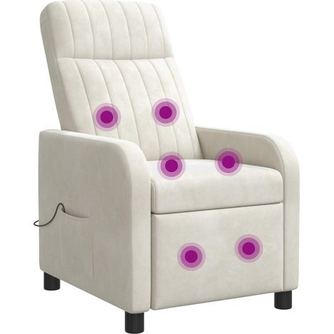Massage Recliner Cream Velvet vidaXL