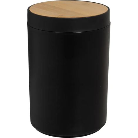 Cestino nero con coperchio in bambù, 5 litri.