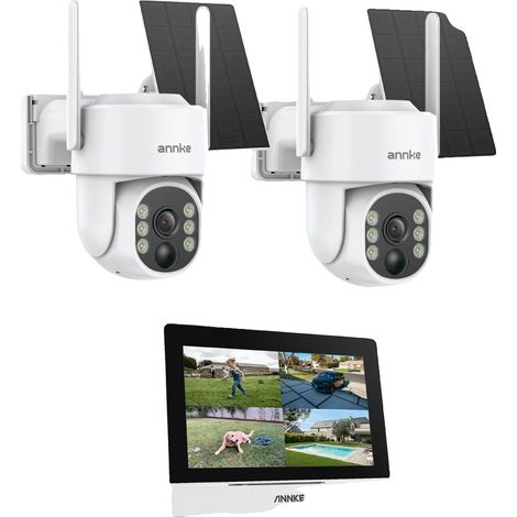 Sistema de cámaras de seguridad inalámbricas, resolución de 4 MP, audio bidireccional, 2 cámaras, no requiere conexión eléctrica. (1/2)