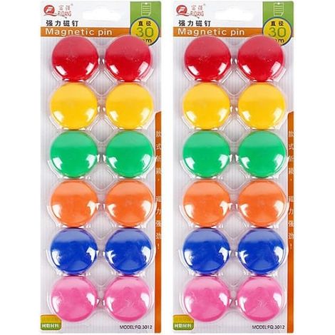 Lot de 24 aimants ronds colorés de 30 mm pour tableau blanc, boutons magnétiques puissants (1/5)