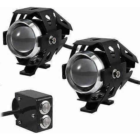 Lot de 2 phares LED additionnels 15 W pour moto, projecteur antibrouillard avant, 3000 lm, U5, étanches, 12-24 V