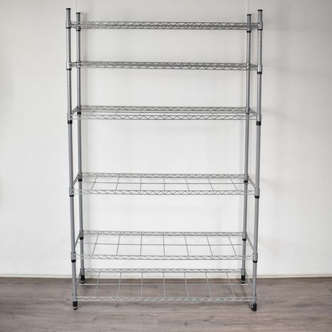 Étagère en métal 120x35x190 cm – Design gris moderne – 5 étagères pour rangement optimisé – Fabrication tissée durable – Unamourdetapis (1/5)
