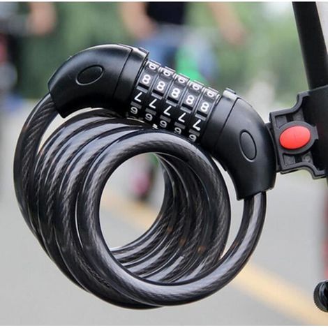 Antivol Vélo Cadenas de Vélo avec 5 Chiffres Intelligente Code et Vélo Titulaire Cable Antivol pour Vélo, 120cm x 12mm, Noir (1/4)