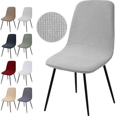 Stuhlhussen 6er Set Jacquard Stretch für Esszimmerstühle, Silbergrau (1/5)