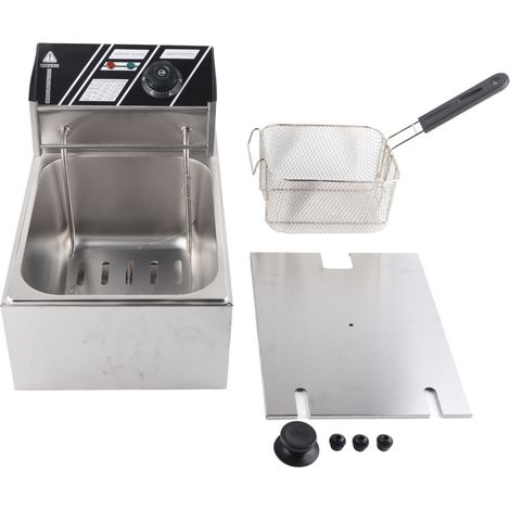 Friteuse électrique 6L en acier inoxydable, friteuse à immersion avec panier et couvercle, prise US 110V (1/5)