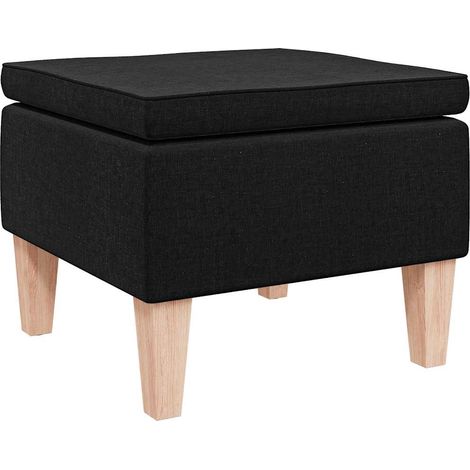 Tabouret,Repose-pied,Pouf avec pieds en bois Noir Tissu CFW463393 (1/4)