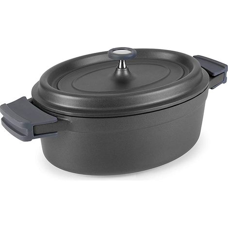 Cacerola ovalada de hierro fundido esmaltado 26cm negro - 25933 - lacor - (1/2)