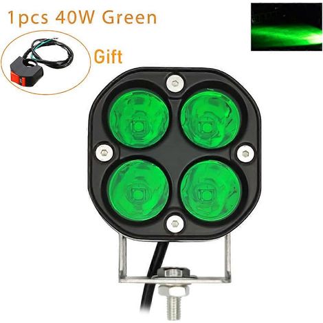 Phares antibrouillard LED 3" 40W pour moto, voiture et 4x4, blanc, ambre, vert, 12V, 12V (1/4)