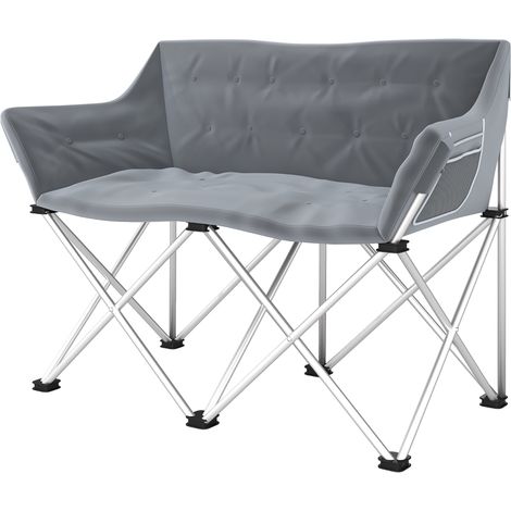 Faltstuhl 2 Sitzer faltbar Campingstuhl mit Armlehnen Seitentasche Outdoor Klappstuhl bis 240kg belastbar leicht gepolstert Angelstuhl Gartenstuhl für Garten Camping Strand (1/5)
