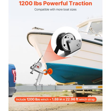 Support de Treuil pour Remorque Bateau, avec Sangle de Treuil 50,8 mm x 7,6 m, Roulette TPU, Boulon U, Compatible Timon de Remorque… (1/5)