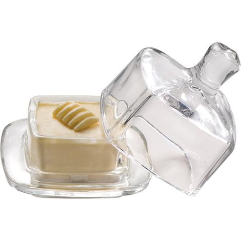 Beurrier, cloche à beurre, 9 x 9 cm, hauteur 9 cm, verre (1/4)