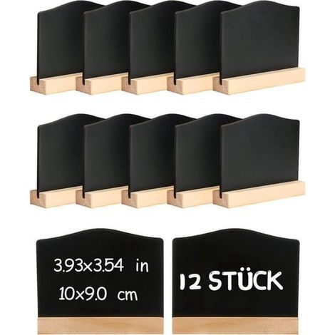 12 mini ardoises - petites ardoises - mini présentoirs - chevalets de table en ardoise pour buffet - mariage - pâtisserie - fête - étiquette de prix - 12 m (1/5)