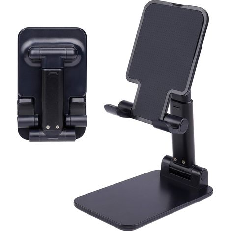 Support pliable pour téléphone portable, bureau multi-angles, portable pour tablette, iPhone/Android, noir.