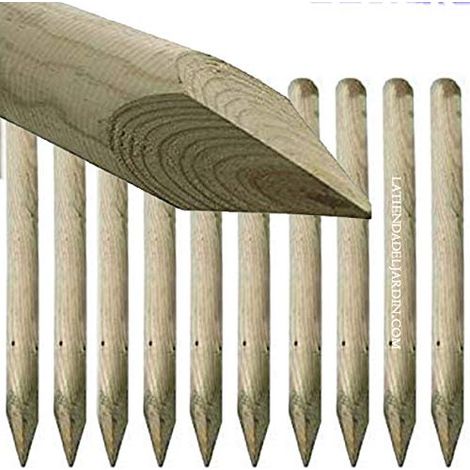 Suinga – Lot de 10 tuteurs en bois traité autoclave 200 cm Ø 8 cm – Résistants à la pourriture – Support pour arbres à développement rapide