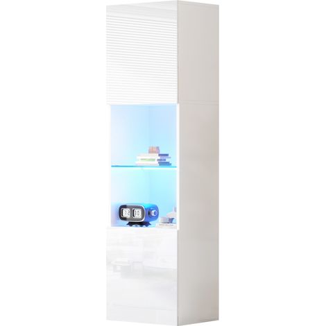 CHICFURN Vitrina blanca 45x35x160 cm de aglomerado con LED y vidrio templado (1/5)
