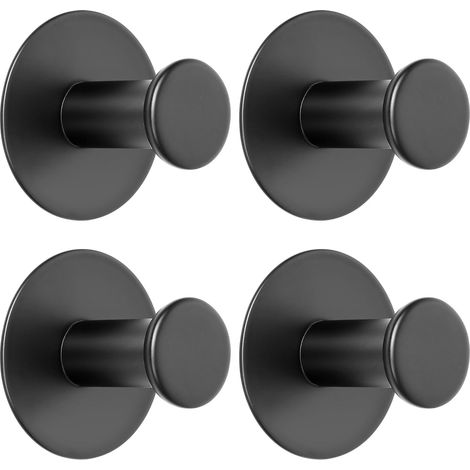 Lot de 4 crochets Adhésifs muraux sans perçage pour salle de Bain, noir Mat (1/5)