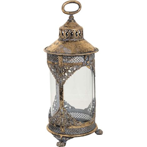 Portavelas de metal dorado 17x17x42 (1/5)