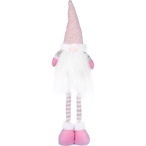 Teleskop-Weihnachtswichtel-Puppe, Weihnachtswichtel-Tomte-Ornament, Zwergenpuppe, Heimdekoration-55.5X17.5cm-Pink (1/3)