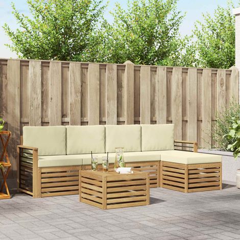 vidaXL Outdoor-Sofagarnitur 6 pcs Weiß und Creme 59 x 59 x 37 cm (1/5)