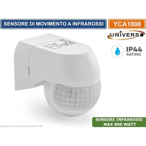 UNIVERSO YCA1008 SENSORE DI MOVIMENTO A INFRAROSSI PER LAMPADINE MAX 800W IP44 (1/2)