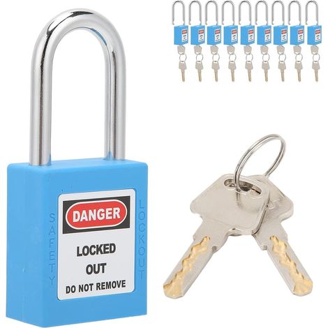 Serrures De Verrouillage, 10 Cadenas De Sécurité, Serrures Avec Clés Différentes, Cadenas Pour Station De Kits De Verrouillage(Bleu) (1/5)