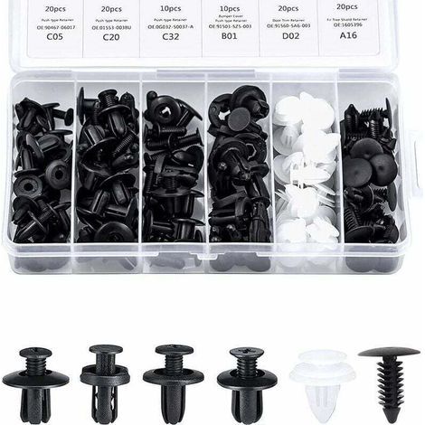 Pair Clips Garniture Intérieure Rivet Clips Plastique Rivet Plastique Fixation Protection Clip Panneau Porte Boucle Boîte 100 Pièces 6 Types Boucle Fixation Automobile Différente Boucle Voiture Généra