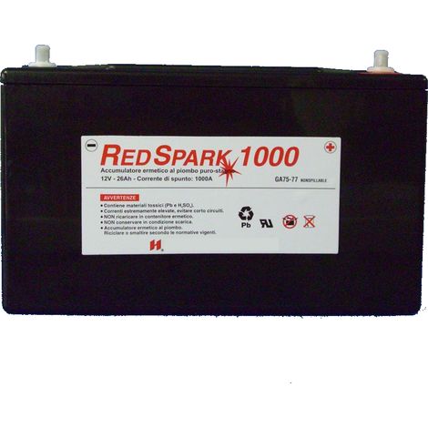 Batteria REDSPARK 1000 12V 26 AH 1000A Dim. mm. 250x97x156H