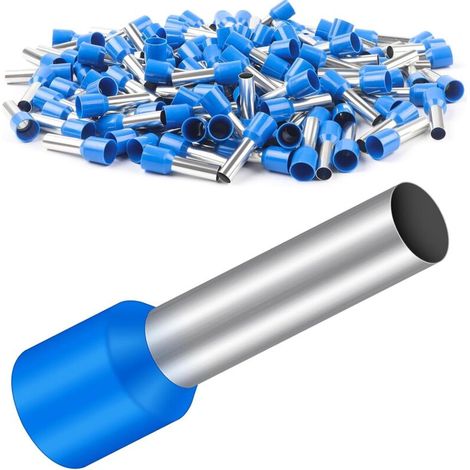 Lot de 150 embouts de câble, 16 mm², 18 mm de long, en polypropylène, partiellement isolés, en cuivre étamé, bleu (16 mm² x 18 mm)
