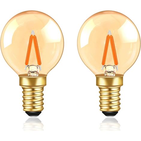 2 - Ampoule LED - Culot E14 - Forme G40 Style Edison - Lumière Blanche Chaude 2200K - Pour Lustre et Décoration Intérieure - Verre Ambre - 4x6,8cm (1/5)