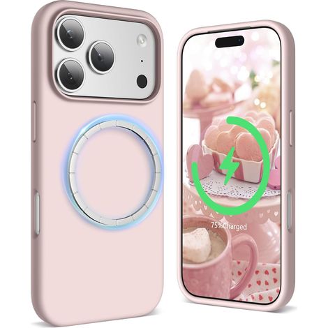 Coque pour iPhone 18 Pro Max 6.9" en Silicone Liquide- Sable Rose (1/5)