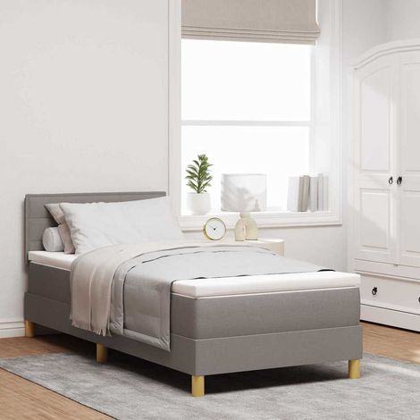 LED Boxspringbett mit LED-Lichtleisten Taupe 80 x 200 cm Stoff
