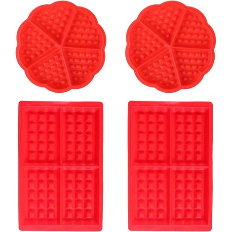 Moule à gaufres en silicone 4 pièces, moule à muffins antiadhésif en forme de cœur (1/4)