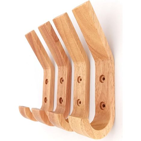 Set di 10 ganci da parete in legno, ganci da parete per ingresso in legno naturale