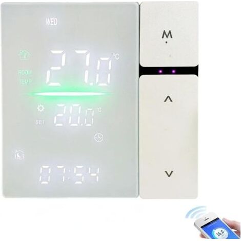 QORVA-Thermostat intelligent WiFi, pour contrôleur de température programmable Tuya pour chauffage au sol électrique, chaudière à gaz, compatible avec Alexa pour Google Home (16 A) (1/4)