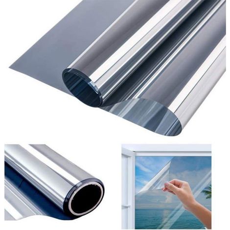 Film miroir sans tain 40×200 cm - film solaire anti-UV, réduit chaleur 50%, protection vie privée (1/5)