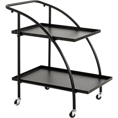 Desserte de Cuisine Design "Roulettes" 71cm Noir (1/5)