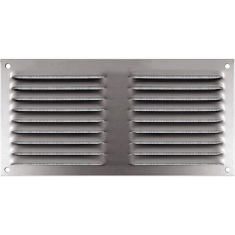 Grille aération VMC aluminium anodisé 100x200mm – Moustiquaire intégrée – Passage d'air 42 cm² – Installation en applique par vis ou collage – Autogyre (1/5)