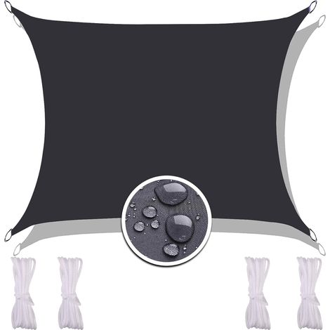 1 Voile d'ombrage, étanche 2x5m, protection UV 95%, toile de jute avec corde, pour jardin, terrasse, balcon (1/5)