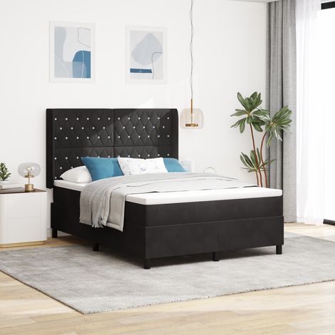 Box Spring Bed with Mattress with LED Black 160 x 200 cm Velvet vidaXL (1/5)