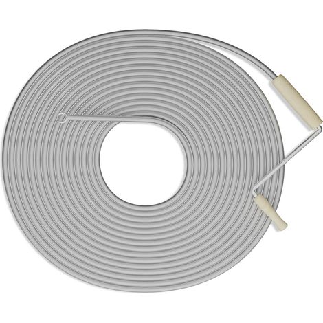Relaxdays Pipe Cleaning Spiral, Length 15m, Washbasin, WC, Shower, Bathtub, Drain Unclogging, with Handle, Steel, Silver