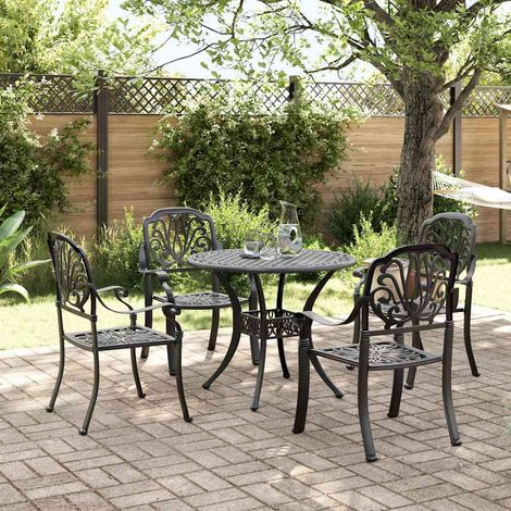 Maison Exclusive - Set da Pranzo da Giardino 5 pz Nero in Alluminio Pressofuso (1/5)