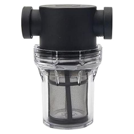 Filtro de bomba de agua de tubería de 3/4 de pulgada con malla de acero inoxidable de 100 mallas, filtro de malla en línea para riego de jardín (negro) (1/4)