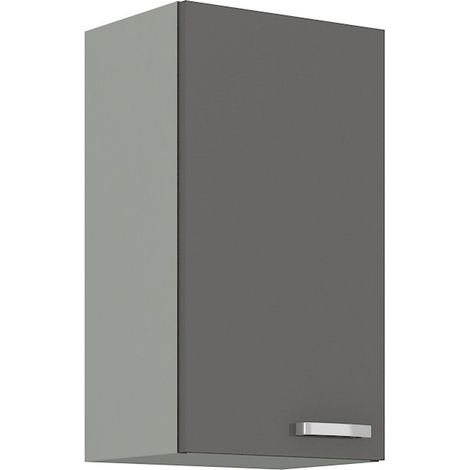 Küchen Hängeschrank 40 Hochglanz Grau Küchenzeile Küchenblock Küche Grey Bianca (1/4)