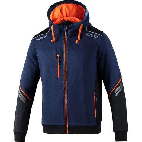 Sparco 02414BMAF Felpa Lavoro Cappuccio Tech Zip Intera Colorado Blu XL