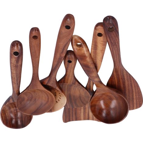 Ensemble de cuillères et spatules de cuisine à long manche, ustensiles de cuisine pour la maison et les poêles antiadhésives.